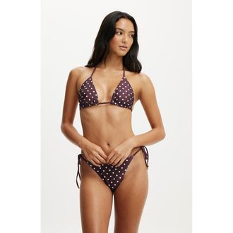 Cotton On Womens String Triangle Bikini Top in Missy Spot Plum Kiss at Nordstrom, Size X-Small