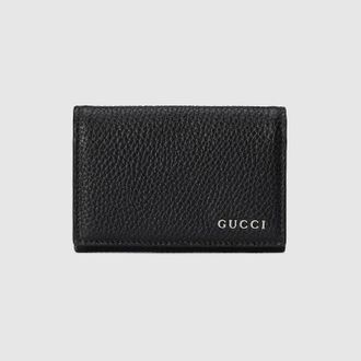 Gucci Card Case Wallet With Gucci Logo, Black, Leather