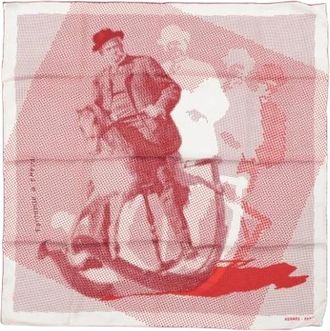 Herm&egrave;s Pre-owned Scarves, female, Red, Size: ONE SIZE Pre-owned Fantaisie a Cheval Silk Scarf