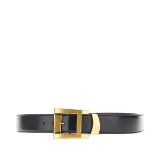 Versace Leather belt with logo print Man 100