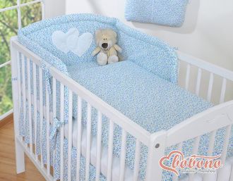 OEM Juego De Ropa De Cama De 3 Piezas 120x90 - Corazones De Pradera Azules