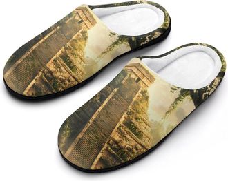 Generic Mayan Pyramid Mens Slippers Comfortable And Non-slip Cotton Slipper Shoe for House