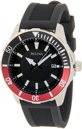 Bulova Classic Quartz Silicone Strap Watch, 44mm in Black at Nordstrom Rack