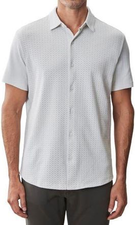 Robert Barakett Booker Short Sleeve Knit Button-Up Shirt in Shadow Green at Nordstrom Rack, Size X-Large