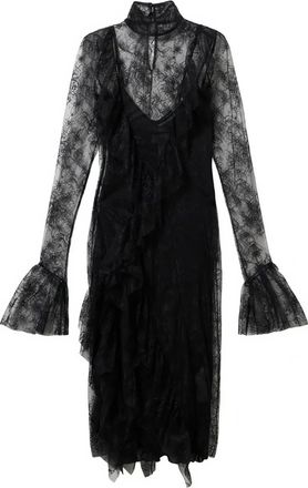 Blumarine Abito midi in pizzo Chantilly - Nero