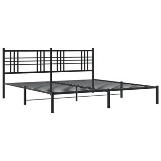 Berkfield Home Metal Bed Frame without Mattress with Headboard Black 193x203cm | Size: 193x203 cm