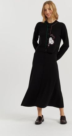 Chinti and Parker Wool-Cashmere Snoopy Peep Cardigan in Black at Nordstrom, Size X-Large