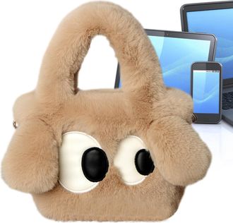 Generic Plush Underarm Bag Tote Bag | Plush Shoulder Bag For Women - Shoulder Bag for Women, Handbag with Furry Bag, Cute Dog with Big Eyes Design Handbag, kh