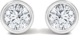 House of Brilliance 14K White Gold 1/2 Cttw Lab Grown Diamond Bezel Solitaire Stud Earrings
