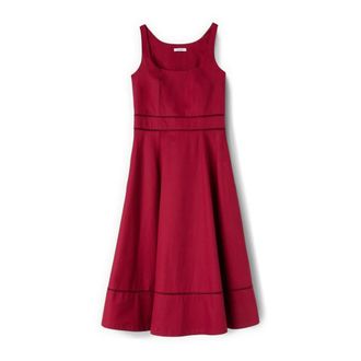 Motivi Jurk met Flare in Poplin met Ajour&eacute; - Dames - Casual kleedjes - Rood - XS - Katoen - Kleedjes
