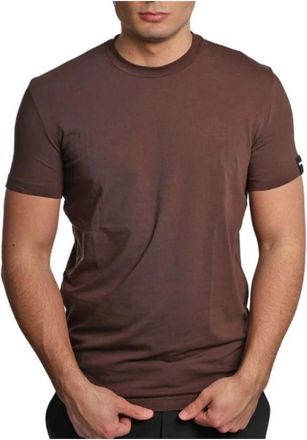 Dsquared2 Tops, Heren, Bruin, S, T-shirt Ronde Hals
