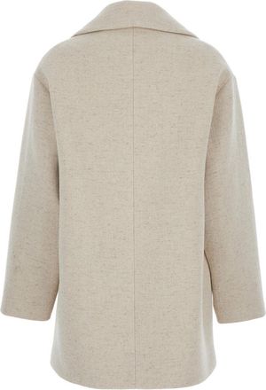 Elisabetta Franchi Womens White Coat With Wide Lapels Virgin Wool
