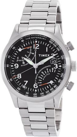 Timex Waterbury Chronograph GMT Quartz Black Dial Mens Watch TW2W47800
