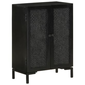 vidaXL Aparador De Hierro Y Madera Maciza De Mango Negro 55x30x77 Cm Vidaxl