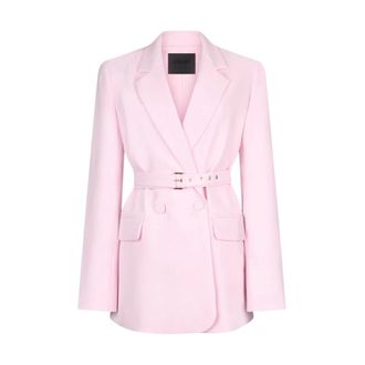 Liu Jo Blazers, female, Pink, Size: 2XL Double-breasted Stretch Blazer with Belt