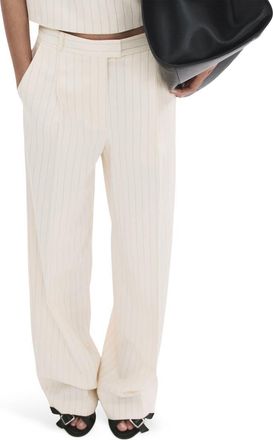 Mango Cadena Pantalon Pinstripe Pants in Off White at Nordstrom, Size 10
