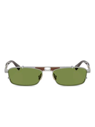 Brunello Cucinelli rectangle-frame sunglasses - unisex - Titanium - 55 - Silver