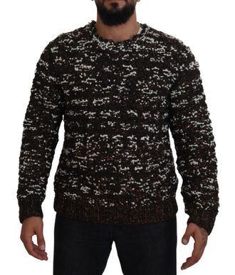 Dolce & Gabbana Metallische Gebreide Trui Bruin en Wit