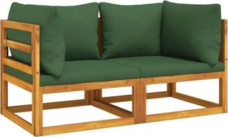 vidaXL Sof&aacute;s Modulares Esquina 2 Uds Madera Acacia Con Cojines Verde Vidaxl