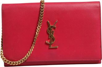 Saint Laurent Red Leather Monogram Wallet on Womens Chain (Pre-Owned)