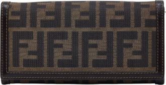 Fendi Brown Canvas Leather Long Wallet (Bi-Fold) (Pre-Owned)