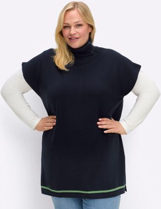 Sheego Pullunder SHEEGO Pullunder, Damen, Gr. 48/50, blau (tiefblau), 50% Viskose, 25% Polyester, 25% Polyamid, unifarben, Pullover Pullunder