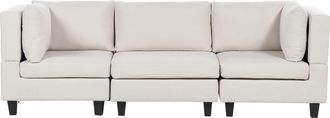 Beliani Sof&aacute; Modular Moderno 3 Plazas Tapizado Tela Poli&eacute;ster Respaldo Acolchado Beige Claro Unstad