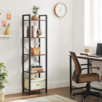 Vasagle 5-Tier Industrial Bookcase Shelving Unit Office Study Storage in Brown