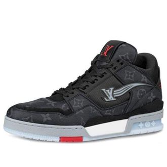 Louis Vuitton Trainer Sneakers Black Monogram Red 1A8AAA