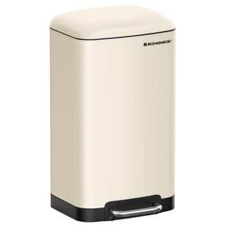 Songmics Cubo de basura de 30 l de 34,5 x 32,5 x 61,5 cm de color blanco nube