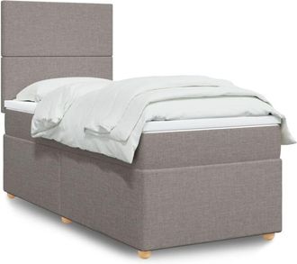 vidaXL Cama Box Spring Con Colch&oacute;n Tela Gris Taupe 90x200 Cm Vidaxl