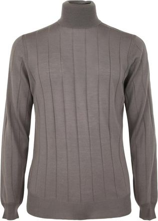FILIPPO DE LAURENTIIS Stalen Merino Coltrui - Heren - Coltruien - Grijs - 3XL - Truien & Vesten