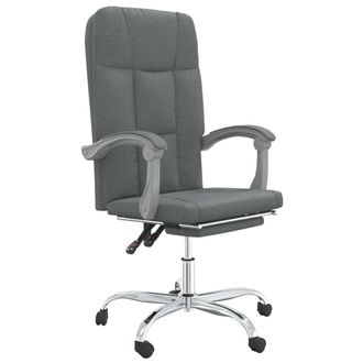 vidaXL Silla De Oficina Reclinable De Tela Gris Oscuro Vidaxl