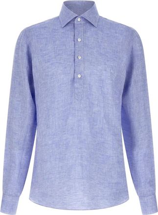 Borriello Blouse - Heren - Casual Overhemden - Blauw - 2XL - Linnen - Overhemden