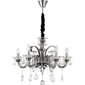 Netlighting Dunja Multi Arm Chandelier Chrome K9 Crystals 6x E14 in Silver