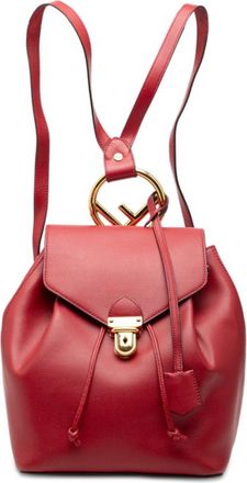 Fendi Red Color Leather Backpack (Pre-Owned)