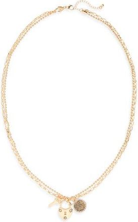 Nordstrom Rack Keepsake Charm Cluster Layered Necklace in Gold at Nordstrom Rack
