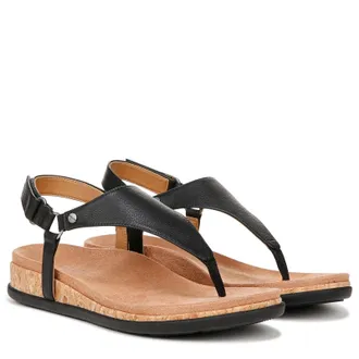 Vionic Kirra II I8691l2001 Sandals Women Black Leather Toe Post Thong RHS9251