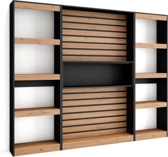 Skraut Home Librer&iacute;a efecto madera roble y negro 230x25x186cm