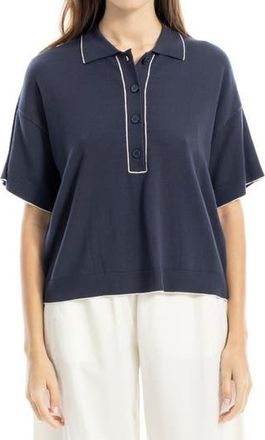 Max Studio Boxy Polo Sweater in Indigo/Ivory at Nordstrom Rack, Size X-Large