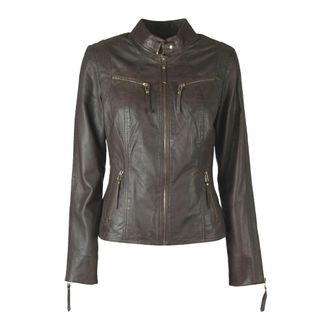 BTF-CPH Almond Brown Biker Jas - Dames - Leren en Su&egrave;de Jassen - Bruin - L - Leer - Jassen