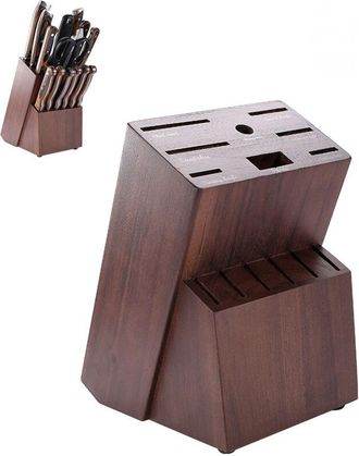 OEM Cuchillos De Cocina De Madera De Acacia Bloque Para Cuchillos De Cocina Soporte Universal Para Cuchillos Pies Antideslizantes Soporte Para Utensilios 