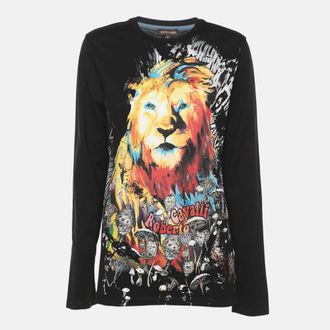 Roberto Cavalli Black Jersey Tiger Print Full Sleeve T-Shirt
