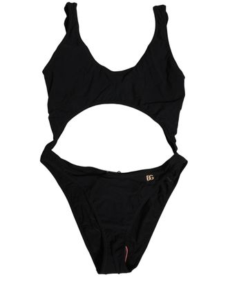 Dolce & Gabbana Cutout Logo One-Piece Swimsuit - Black