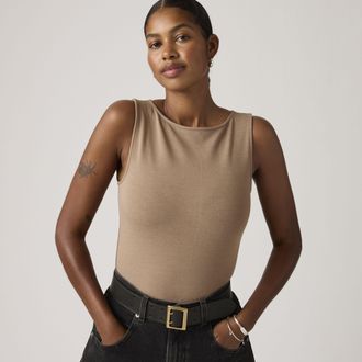 Levi's Blair Boatneck Top - Womens - XS - Beige / Pine Bark