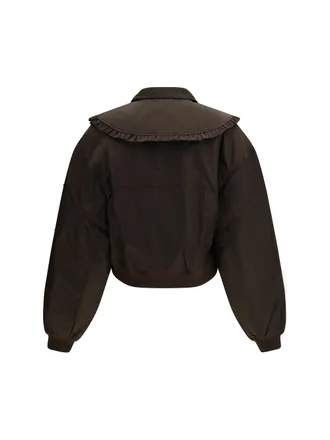 Ganni Womens Duchesse Nylon Bomber Jacket Demitasse Polyamide; Polyurethane