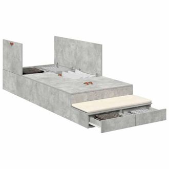 Berkfield Home Storage Bed Frame Concrete Grey 80x200 cm