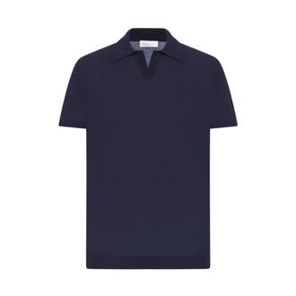 Roberto Collina Polo Shirts, male, Blue, Size: 2XL Polo MC No Bottoni