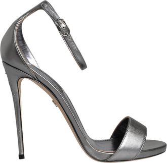 Dolce & Gabbana Silver KEIRA Heels Ankle Strap Sandals Womens Shoes (Pre-Owned)