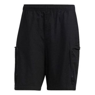 adidas Mens adidas Solid Color Logo Printing Casual Straight Shorts Black HM2984